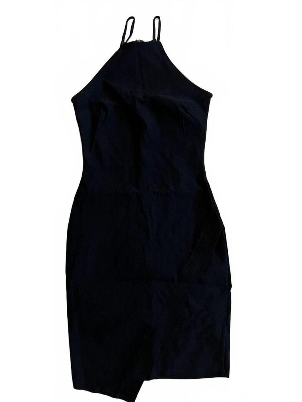 The Vintage Shop Black Sleeveless Bodycon Dress with Asymmetric Hem